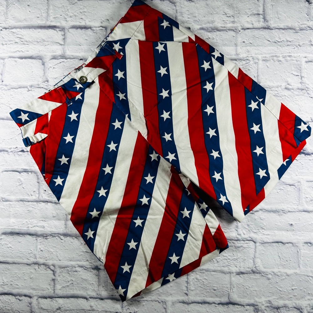 Royal & Awesome Mens American Flag Golf Shorts Red White Blue Stars Stripes 34